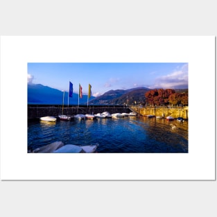 Boat and Lake reflection autumn colors Posters and Art